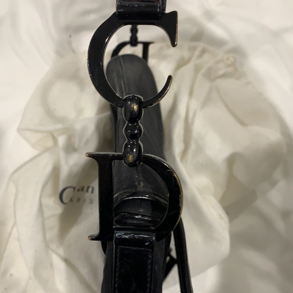 Christian Dior Canvas Patent Calfskin Saddle Bag - Picture 9 of 12